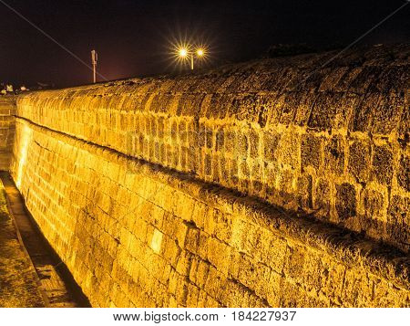 Cartagena Wall view at night in Colombia