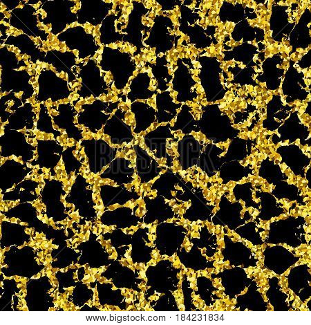 Golden Background with Seamless Pattern of Glittering Textile Stock Vector Illustration