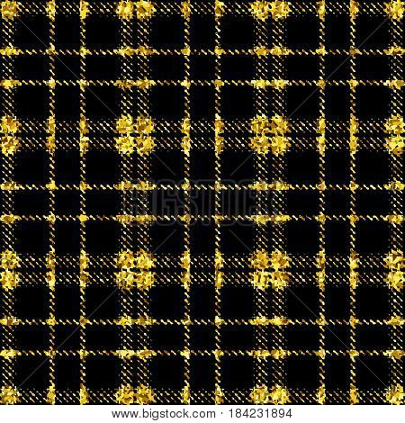 Golden Background with Seamless Pattern of Glittering Textile Stock Vector Illustration