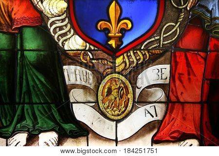 Stained Glass In Ecouen Castle, Ecouen, France