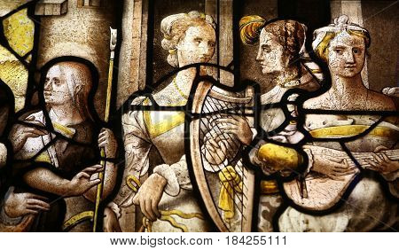 Stained Glass In Ecouen Castle, Ecouen, France