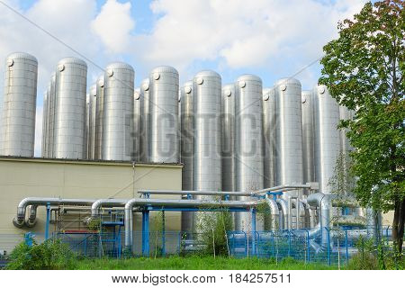 District heating storage tanks is part of industrial sewage treatment system for drinking water production and hot water supply