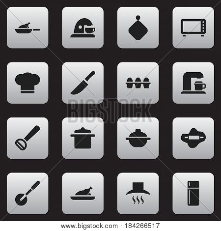 Set Of 16 Editable Cook Icons. Includes Symbols Such As Knife, Husker, Oven And More. Can Be Used For Web, Mobile, UI And Infographic Design.