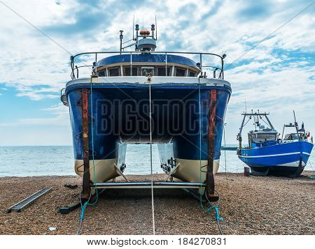 Fishing Boats On The Shore, Pebble Beach, Wooden Boats, Fishing And Tourist Industry