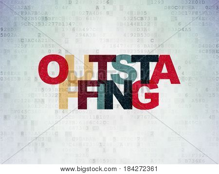 Finance concept: Painted multicolor text Outstaffing on Digital Data Paper background