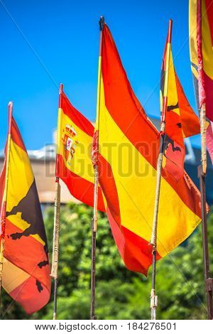 Spanish national official flags. Patriotic symbol .