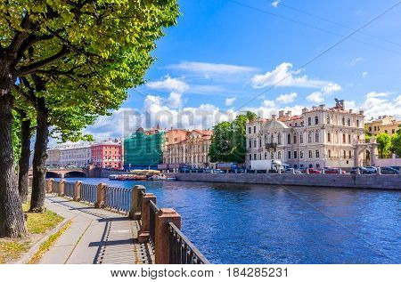 View from Fontanka river embankment in Saint Petersburg Russia