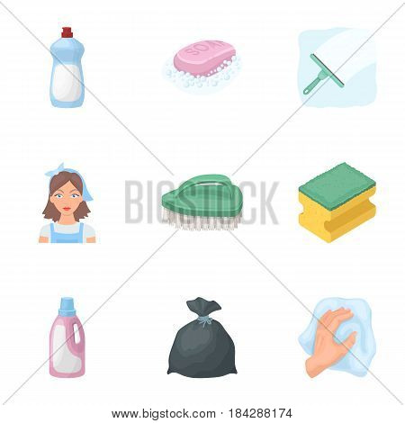 Cleaning, washing and everything connected with it. A set of icons for cleaning. Cleaning and maid icon in set collection on cartoon style vector symbol stock web illustration.