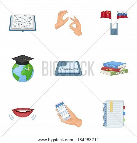 Teaching Chinese in Russia. Translation of the Chinese language.Interpreter ang translator icon in set collection on cartoon style vector symbol stock web illustration.