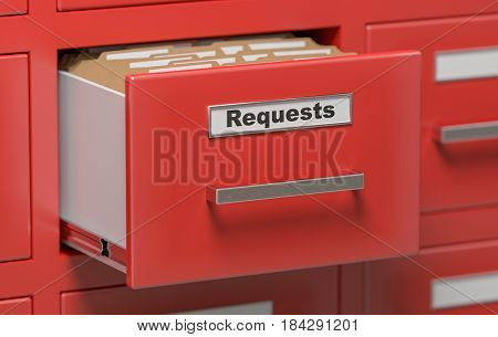Requests Files And Documents In Cabinet In Office. 3D Rendered I
