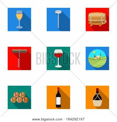 Wine products. Growing grapes, wine.Vine production icon in set collection on flat style vector symbol stock web illustration.