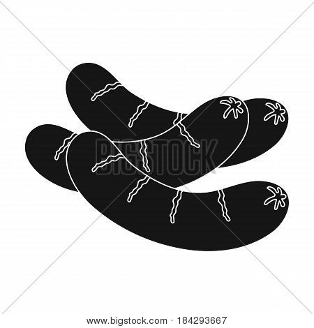 Grilled sausages.BBQ single icon in black style vector symbol stock illustration .