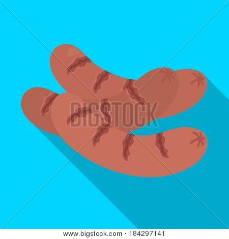 Grilled sausages.BBQ single icon in flat style vector symbol stock illustration .