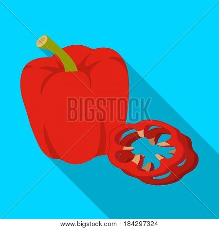 Bell pepper.BBQ single icon in flat style vector symbol stock illustration .