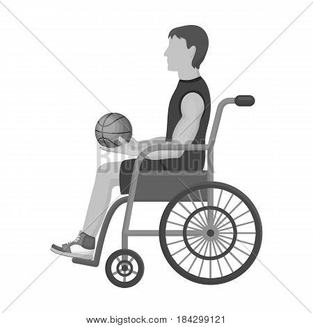 Basketball player disabled.Basketball single icon in monochrome style vector symbol stock illustration .