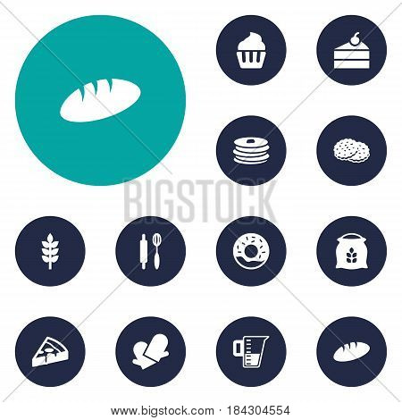 Set Of 12 Bakery Icons Set.Collection Of Loaf, Shortcake, Sweetmeat And Other Elements.