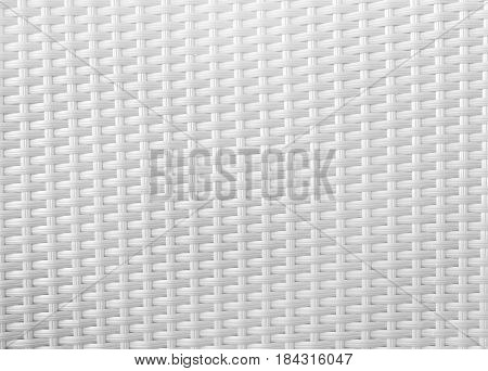 Close Up White Backrest Of Wicker Chair.