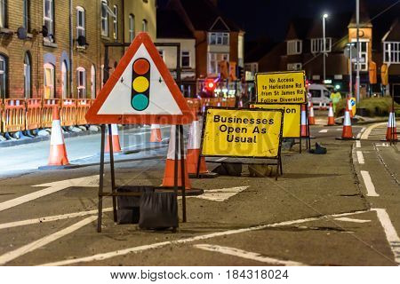 UK Road Services Roadworks Cones and Signs.