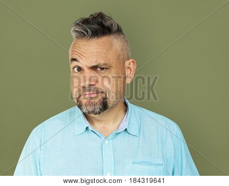 Man Squint Eye Curious Suspicioius Squinting