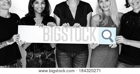Women Hold Search Box Magnifying Glass