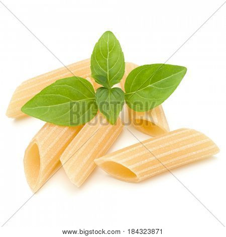 Italian pasta isolated on white background. Pennoni. Penne rigate.