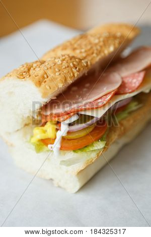Fresh Sandwich In Fast Food Restaurant Menu
