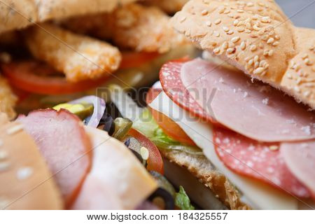 Fresh Sandwich In Fast Food Restaurant Menu