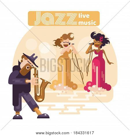 Musicians and Mucical Instruments. Flat Vector Illustration