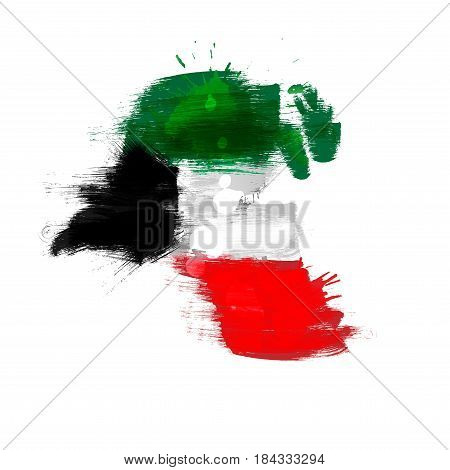 Grunge map of Kuwait with flag on a white background