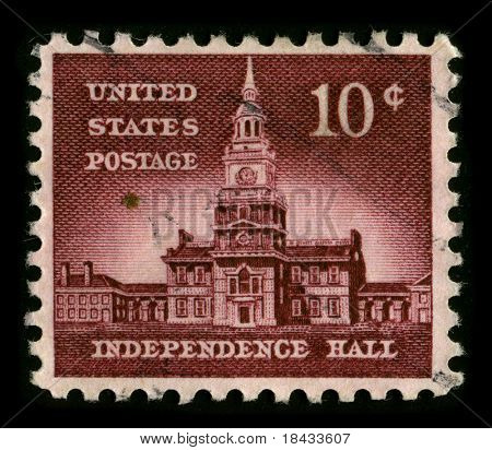USA - CIRCA 1950: Een stempel gedrukt in de Verenigde Staten toont foto van de gewijd aan de Independence Hall circa