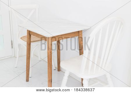 Retro Style Of White Wooden Chair stock photo