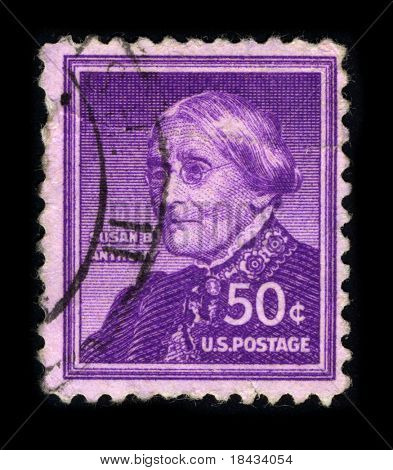 USA - ca. 1930: Eine Briefmarke gedruckt in USA zeigt Porträt Susan Brownell Anthony (15. Februar 1820- 