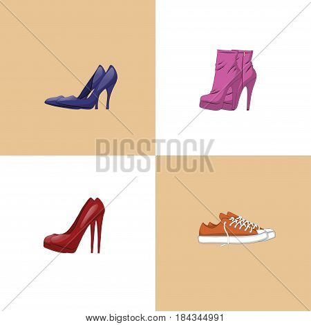 Set of trendy women shoes. Vector illustration