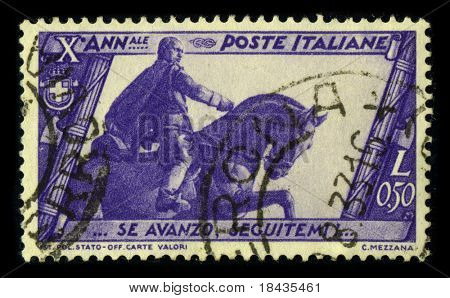 Italia-CIRCA 1933:A timbro stampato in Italia Mostra immagine del Benito Amilcare Andrea Mussolini (29 Ju
