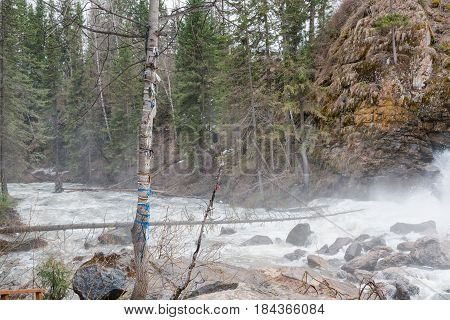 Mountain River. Strong Water Flow In The River From The Mountain. Bystry River.