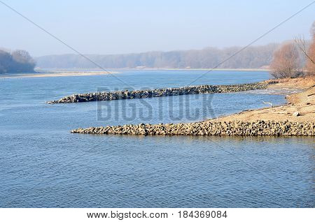 Danube And Morava River Confluence Near Bratislava City