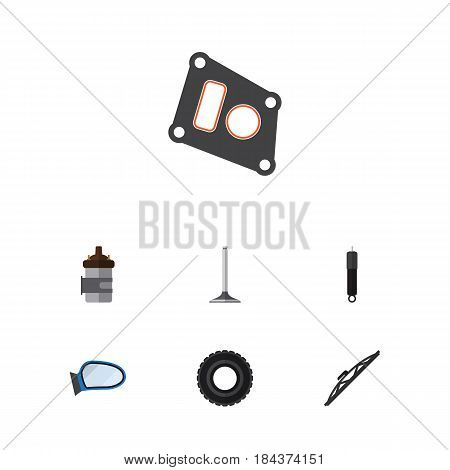 Flat Parts Set Of Auto Component, Combustion, Car Segment And Other Vector Objects. Also Includes Auto, Car, Segment Elements.