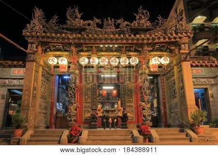 KAOHSIUNG TAIWAN - DECEMBER 13, 2016: Tian Hou Temple in Cijin Kaohsiung Taiwan