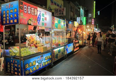 KAOHSIUNG TAIWAN - DECEMBER 13, 2016: Unidentified people visit Liuhe night street market. Liuhe market is one of the most popular markets in Taiwan.