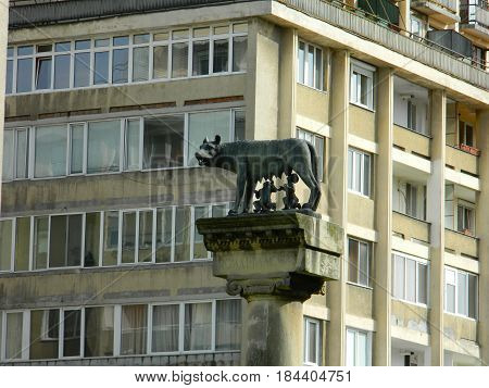 The Statue of Timisoara is a statue depicting the legendary founders of Rome, the Romulus and Remus brothers, breast-fed by a she-wolf.