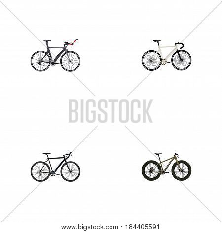 Realistic Bmx, Cyclocross Drive, Road Velocity And Other Vector Elements. Set Of Lifestyle Realistic Symbols Also Includes Bmx, Bicycle, Triathlon Objects.