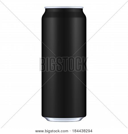Black Metal Aluminum Beverage Drink Can 500ml. Mockup Template Ready For Your Design. Isolated On White Background. Product Packing. Vector EPS10 Product Packing Vector EPS10