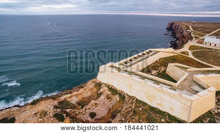 Sagres Fortress at evening aerial view, Portugal