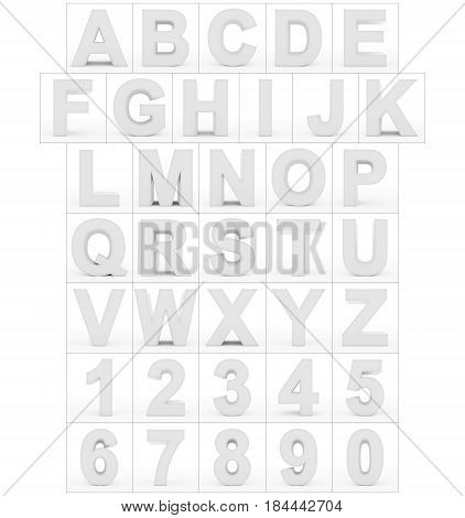 Letters And Numbers 3D White Isolated On White
