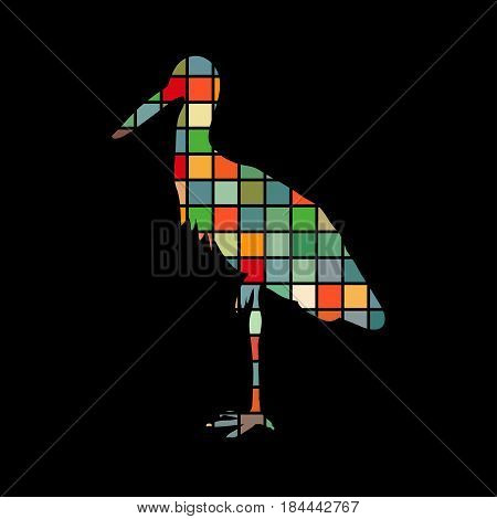 Heron bird color silhouette animal. Vector Illustrator.