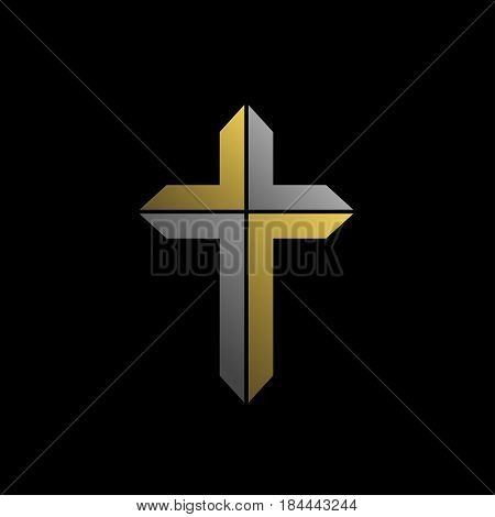 Metal Cross Logo with golden and silver elements