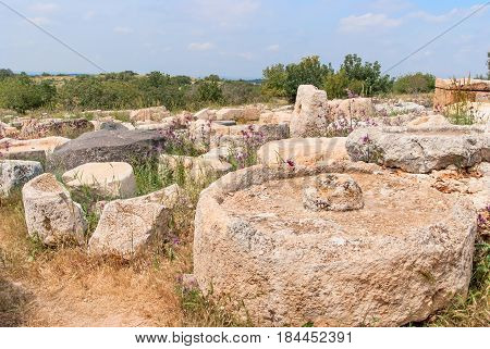 Archeological ruins ancient buildings in Beit Guvrin national Park, Israel.