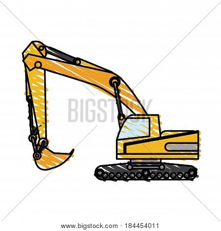 color crayon stripe construction heavy machine excavator vector illustration