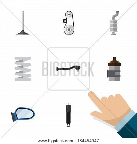 Flat Component Set Of Input Technology, Absorber, Car Segment And Other Vector Objects. Also Includes Belt, Crankshaft, Segment Elements.