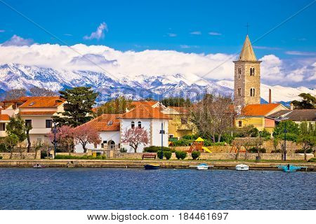 Town Of Nin And Velebit Mountain Background